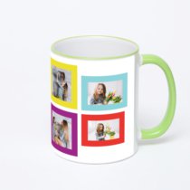 Кружка с салатовой ручкой и ободком