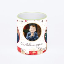 Кружка с салатовой ручкой и ободком