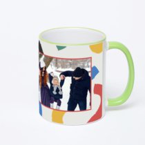 Кружка с салатовой ручкой и ободком