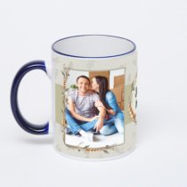 Кружка с тёмно-синей ручкой и ободком