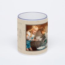 Кружка с тёмно-синей ручкой и ободком