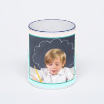 Кружка с тёмно-синей ручкой и ободком