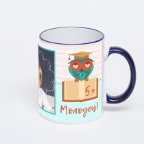 Кружка с тёмно-синей ручкой и ободком