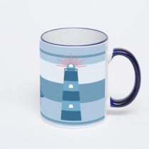 Кружка с тёмно-синей ручкой и ободком