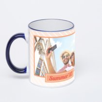 Кружка с тёмно-синей ручкой и ободком