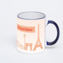 Кружка с тёмно-синей ручкой и ободком