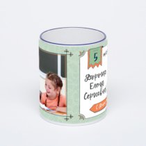 Кружка с тёмно-синей ручкой и ободком