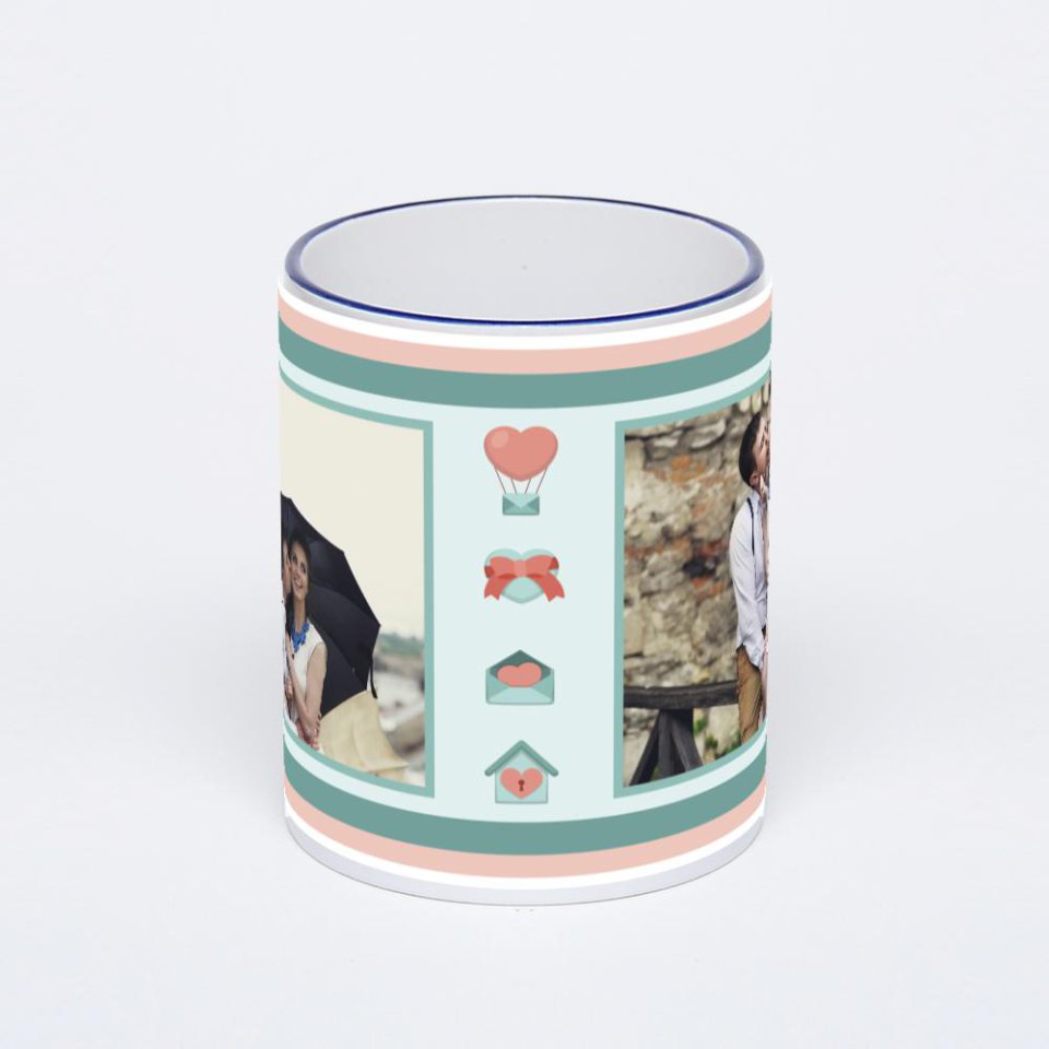 Кружка с тёмно-синей ручкой и ободком