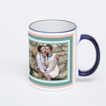 Кружка с тёмно-синей ручкой и ободком