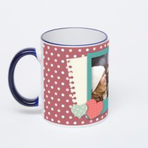 Кружка с тёмно-синей ручкой и ободком