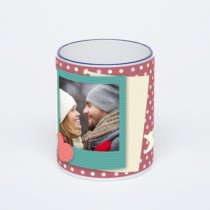 Кружка с тёмно-синей ручкой и ободком