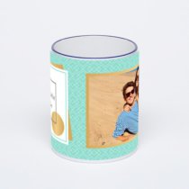 Кружка с тёмно-синей ручкой и ободком