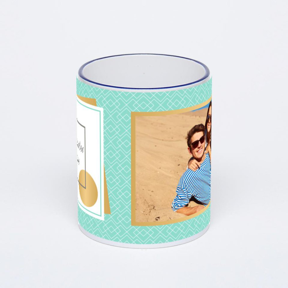 Кружка с тёмно-синей ручкой и ободком