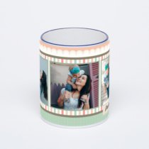 Кружка с тёмно-синей ручкой и ободком