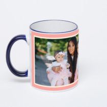 Кружка с тёмно-синей ручкой и ободком