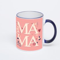 Кружка с тёмно-синей ручкой и ободком