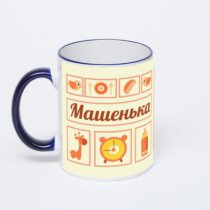 Кружка с тёмно-синей ручкой и ободком