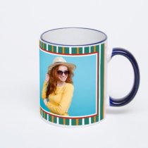 Кружка с тёмно-синей ручкой и ободком