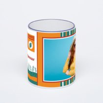 Кружка с тёмно-синей ручкой и ободком