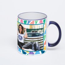 Кружка с тёмно-синей ручкой и ободком