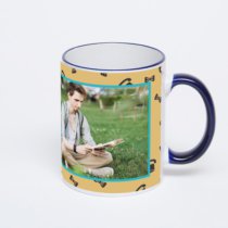 Кружка с тёмно-синей ручкой и ободком