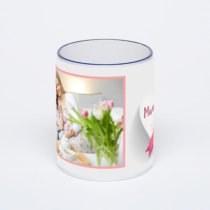 Кружка с тёмно-синей ручкой и ободком