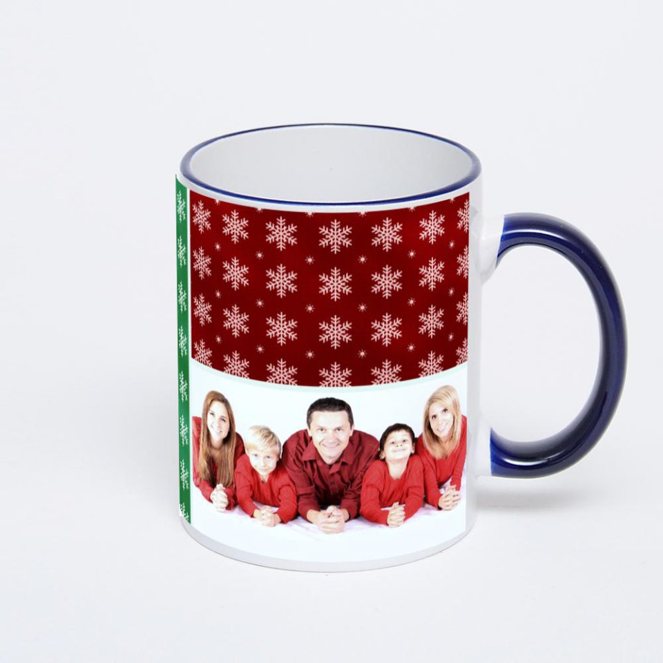 Кружка с тёмно-синей ручкой и ободком