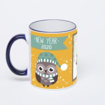 Кружка с тёмно-синей ручкой и ободком