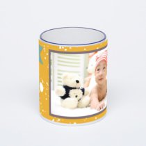 Кружка с тёмно-синей ручкой и ободком