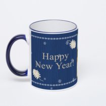 Кружка с тёмно-синей ручкой и ободком