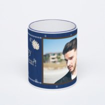 Кружка с тёмно-синей ручкой и ободком