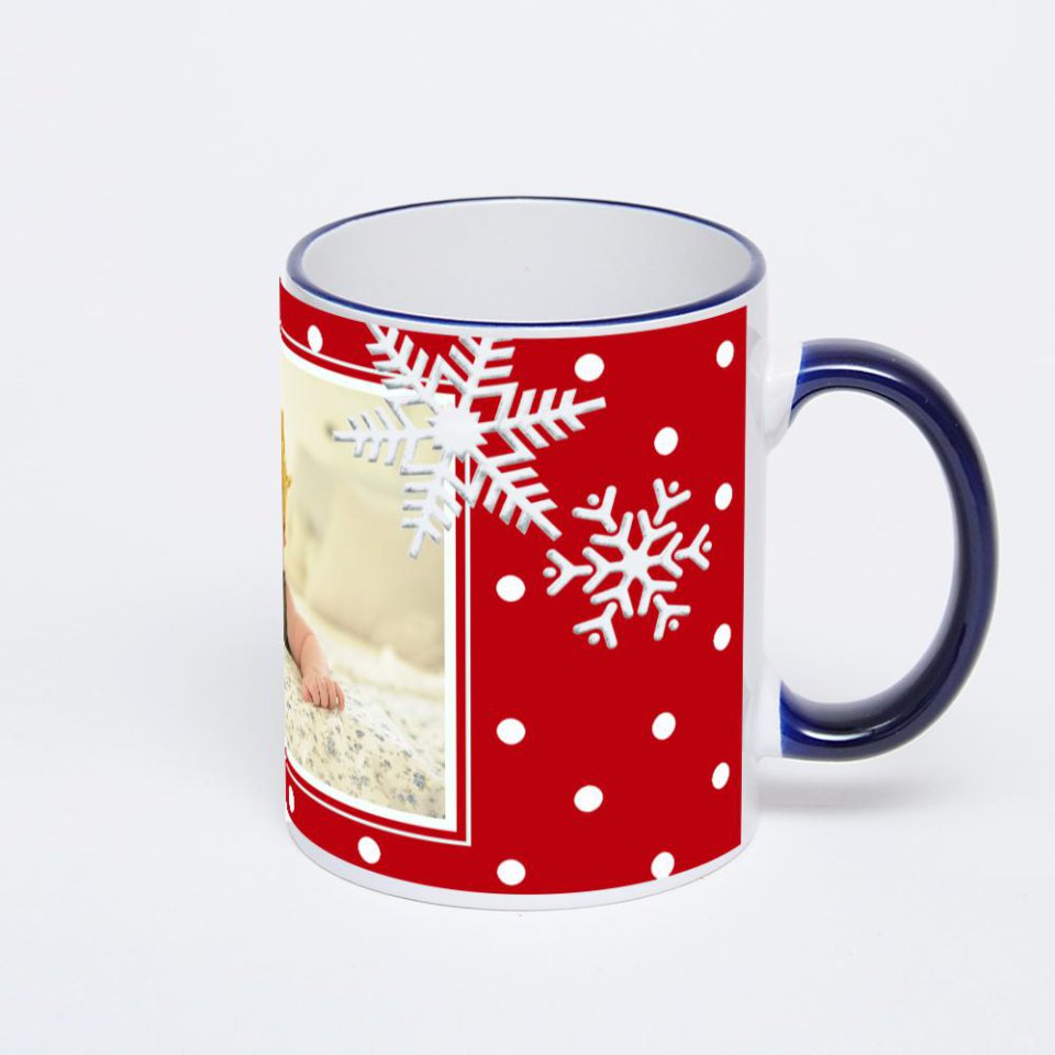 Кружка с тёмно-синей ручкой и ободком