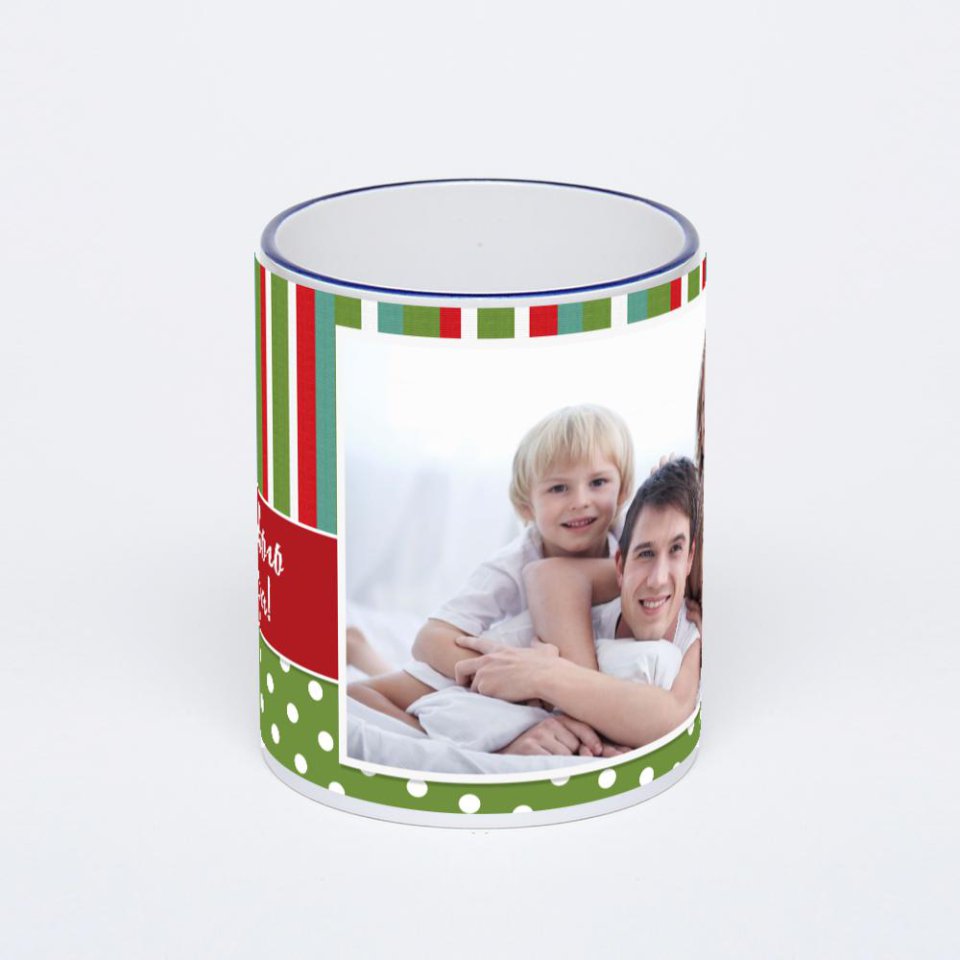 Кружка с тёмно-синей ручкой и ободком