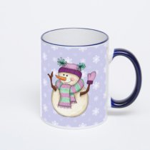 Кружка с тёмно-синей ручкой и ободком