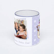 Кружка с тёмно-синей ручкой и ободком