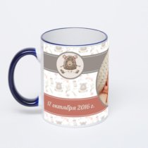 Кружка с тёмно-синей ручкой и ободком