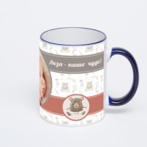 Кружка с тёмно-синей ручкой и ободком