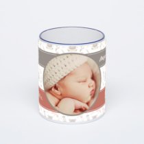 Кружка с тёмно-синей ручкой и ободком