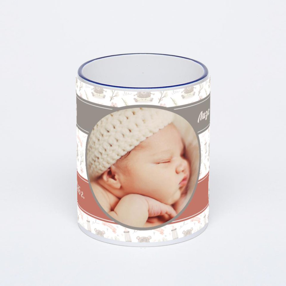 Кружка с тёмно-синей ручкой и ободком