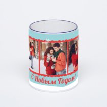 Кружка с тёмно-синей ручкой и ободком