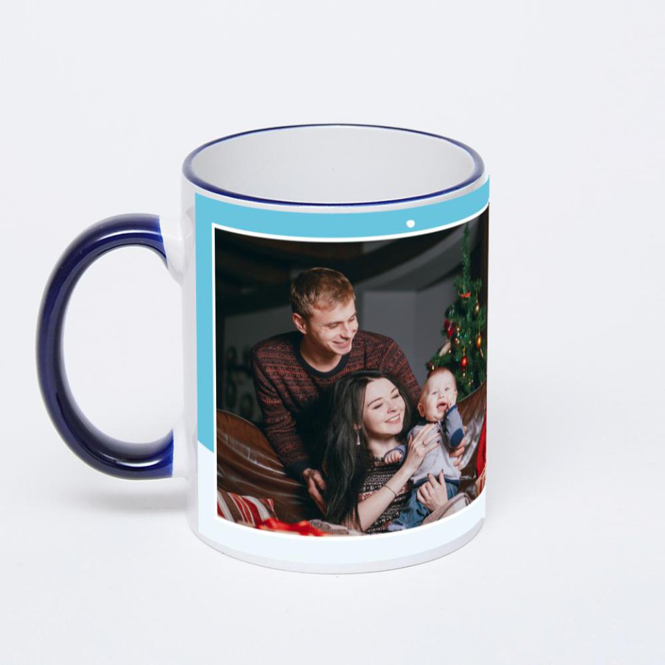 Кружка с тёмно-синей ручкой и ободком