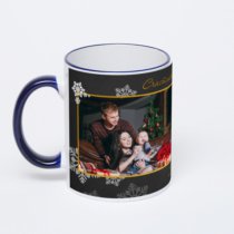 Кружка с тёмно-синей ручкой и ободком