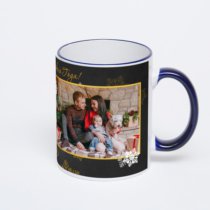 Кружка с тёмно-синей ручкой и ободком