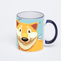 Кружка с тёмно-синей ручкой и ободком