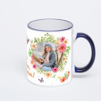 Кружка с тёмно-синей ручкой и ободком