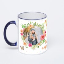 Кружка с тёмно-синей ручкой и ободком