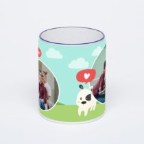 Кружка с тёмно-синей ручкой и ободком