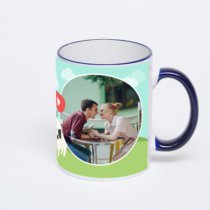 Кружка с тёмно-синей ручкой и ободком