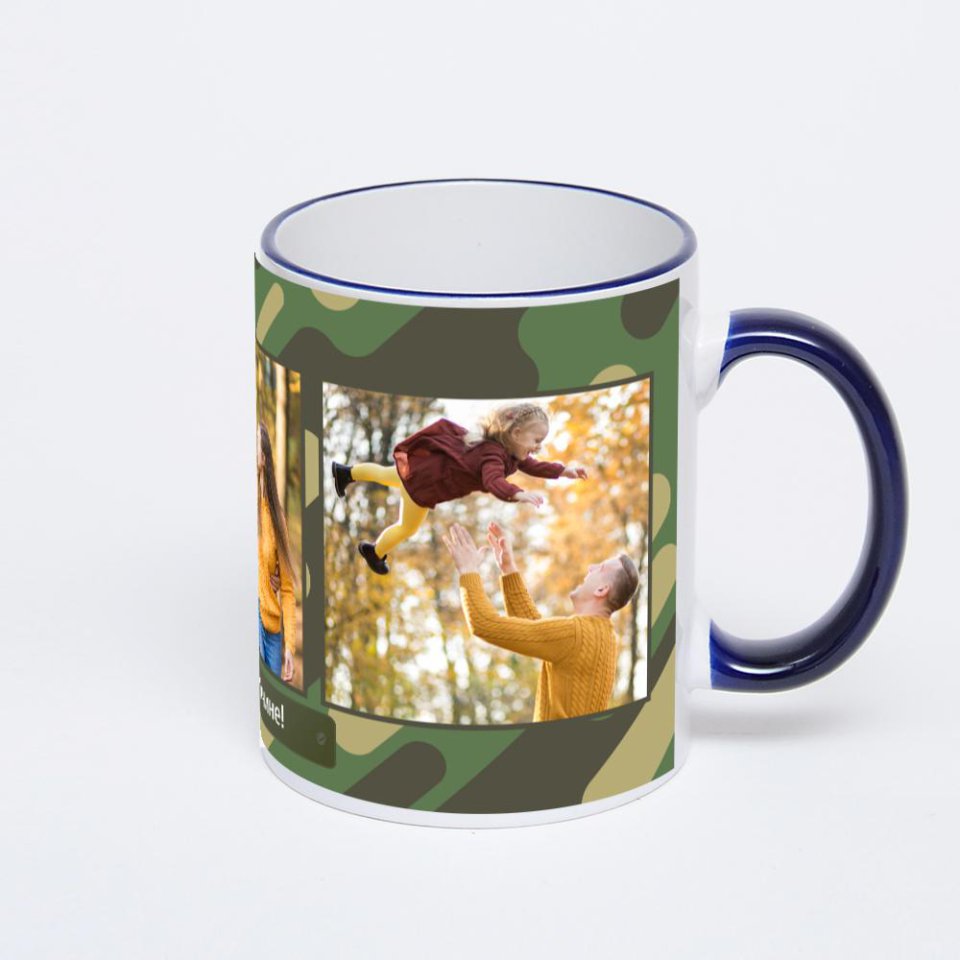 Кружка с тёмно-синей ручкой и ободком