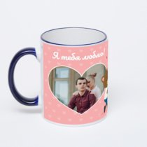 Кружка с тёмно-синей ручкой и ободком